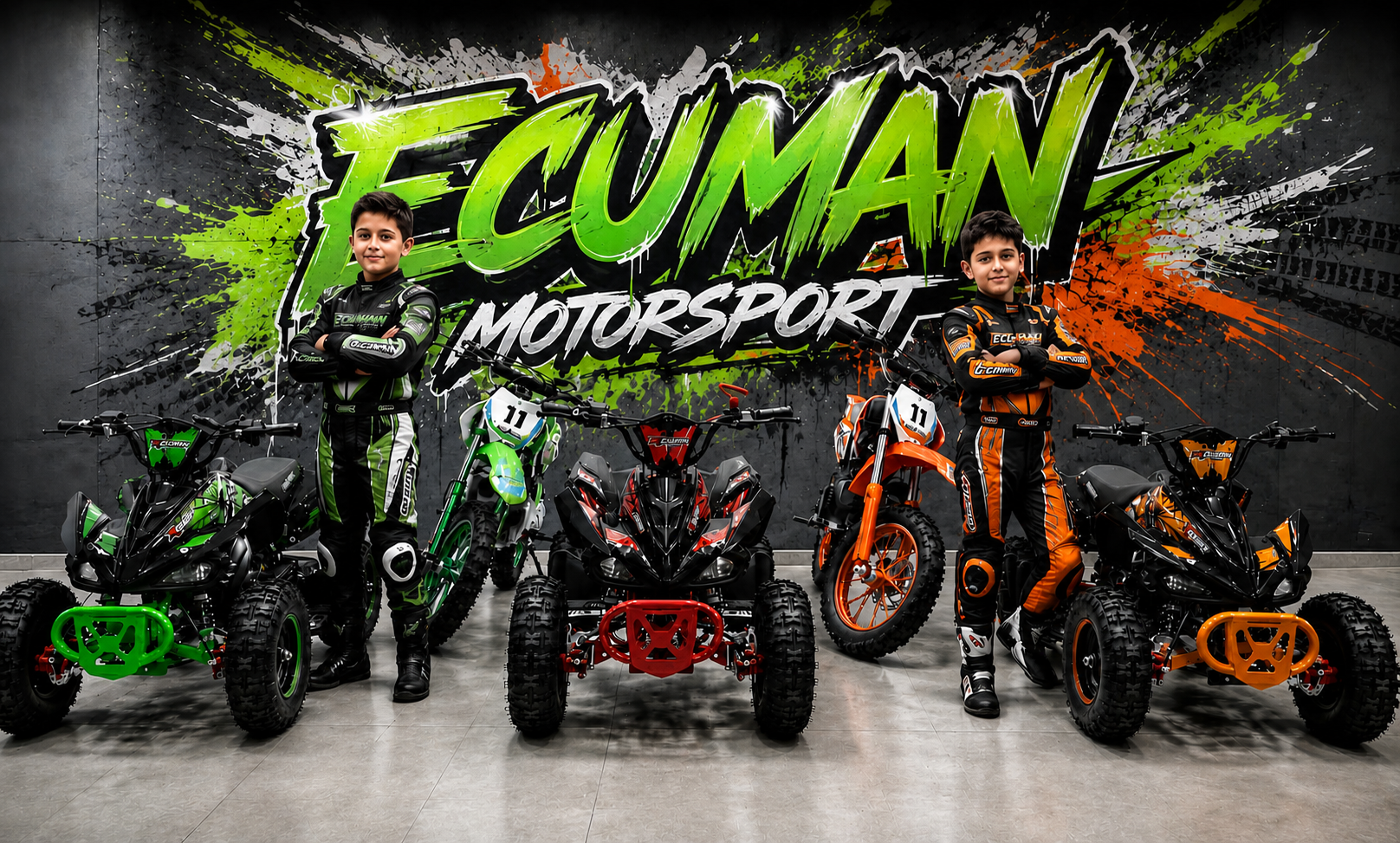 Ecuman Motorsport çocuk sürücüler ve ATV tanıtım görseli